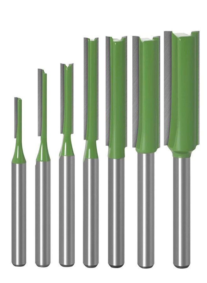 Serplex® 7PCS 1/4" Shank Tungsten Carbide Double&Single Flute Straight Dado Router Drill Bit Set Carpenter Tools For Wood Work, 3/4/5/6/8/10/12mm Cutting Diameter Trimming Cutter for Woodworking - Image 1